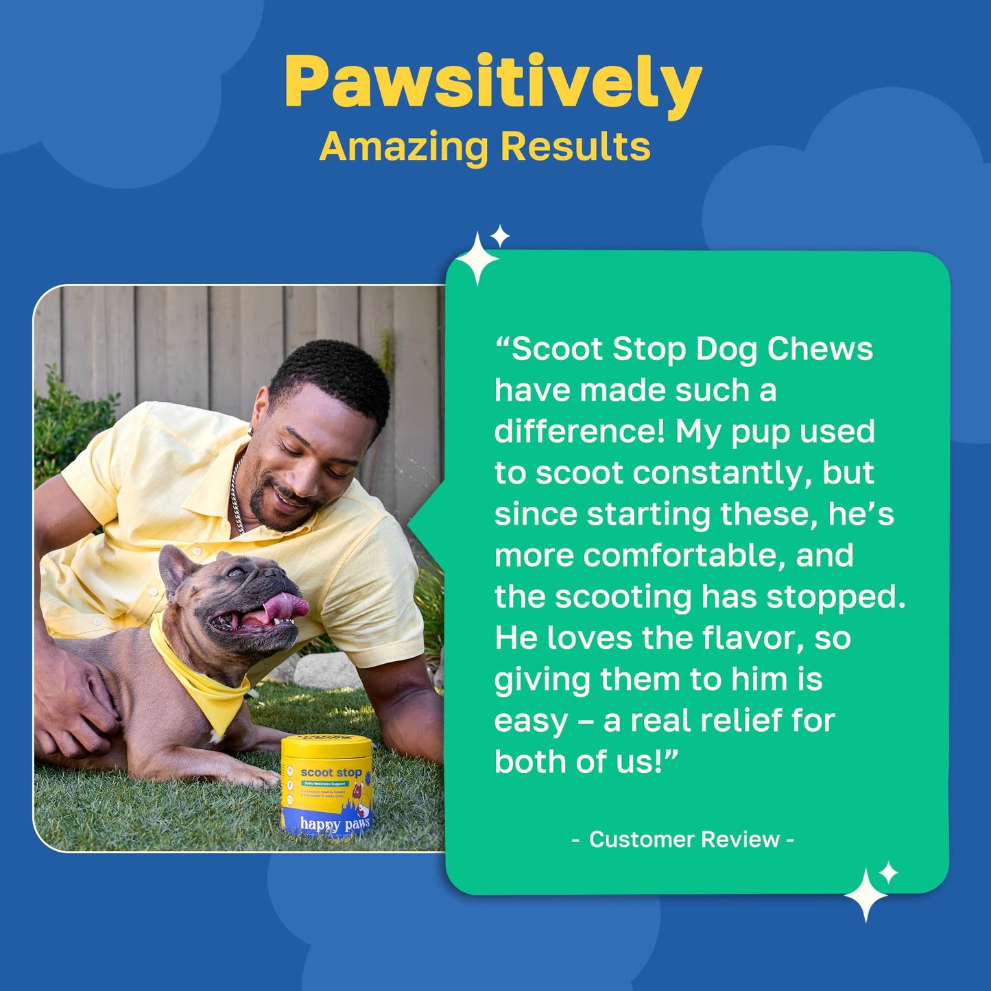 Happy Paws Scoot Stop Dog Chews, Anal Gland Support for Dogs, Soft Chews with Coconut Oil, Pumpkin, Sweet Potato & Sea Kelp for Healthy Digestion, Organic, Non GMO, Vegan, Chicken Flavor, 100 Count