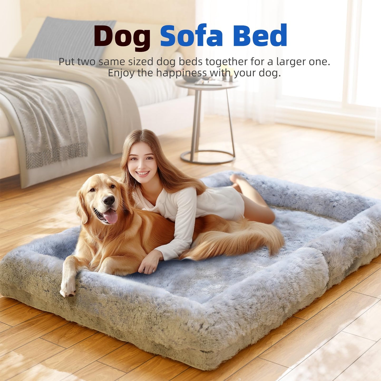 Simple Trending Orthopedic Dog Beds for Large Dogs, Waterproof Anti-Slip L Pet Bed, Egg-Crate Foam Big Dog Couch Bed with Washable Cover, Deluxe Plush Pet Sleeping Mat, Grey