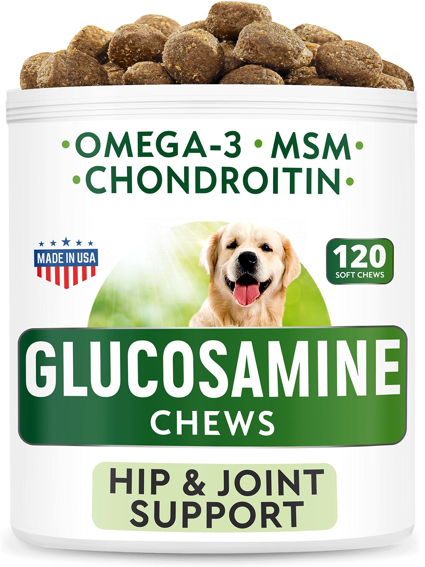 Hemp Treats + Glucosamine Dog Chews Bundle - Natural Joint Pain Relief Supplement - Hemp Oil, Chondroitin w/MSM, Omega 3 - Advanced Hip & Joint Support Formula - 120 + 120 Chews - Made in USA