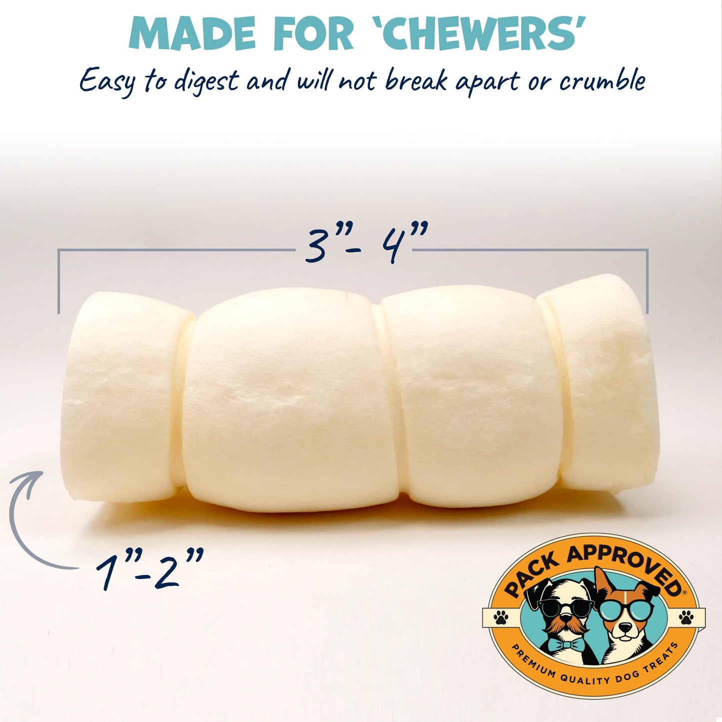 Pack Approved Mini Beef Cheek Rolls - Single Ingredient, All Natural Dog Treats for Small and Medium Dogs - Low Fat, Gluten-Free, & Grain Free Dog Treats - 3-4 inch (6-Pack)