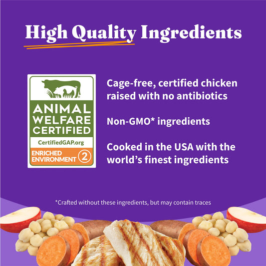 Halo Holistic Dog Food Cage Free Chicken & Sweet Potato Formula, Grain Free Dry Dog Food, Complete Digestive Health, Kibble for Adult Dogs, 3.5 lb Bag