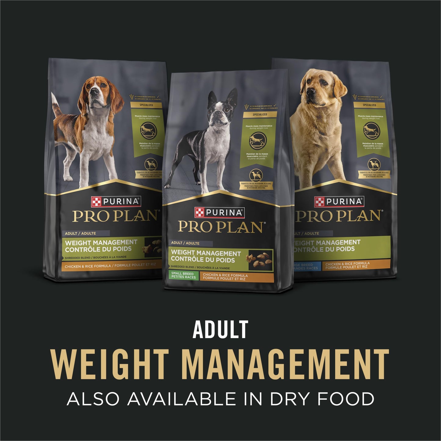 Purina Pro Plan Weight Management Wet Dog Food Chicken and Rice Entrée in Gravy - (Pack of 12) 13 oz. Cans