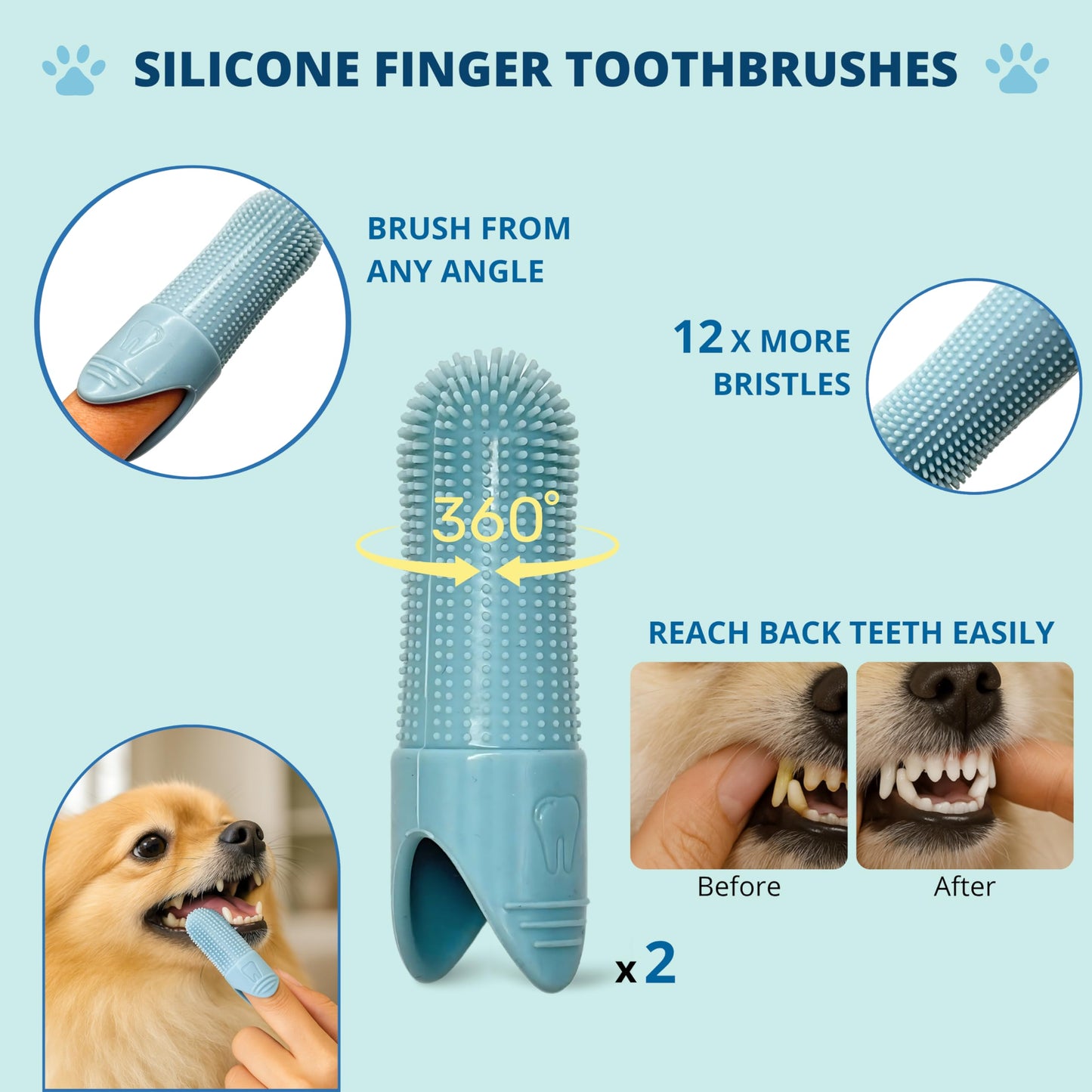 Double-Sided Pet Dog Cat Brush for Detangling Deshedding & Removing Small Mats plus Rubber Dog Bath Brush for Grooming, Shedding, Massage & Skin Care Brush - Best Pet Detangler Brushes