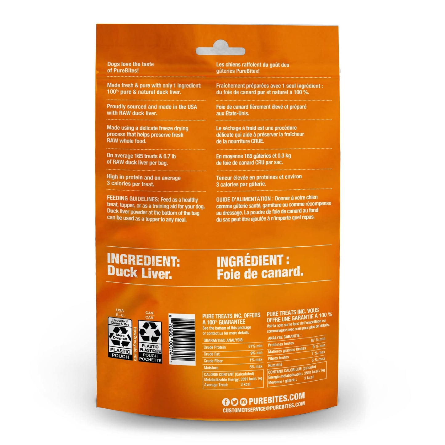 PureBites Duck Freeze Dried Dog Treats, 1 Ingredient, Made in USA, 2.61oz