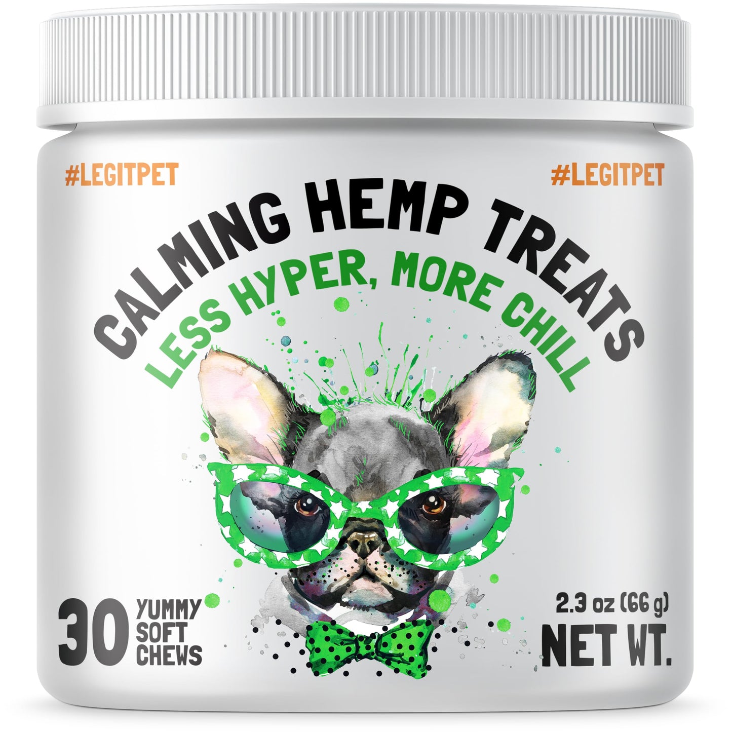 Calming Hemp Treats for Dogs Made in USA Organic Hemp Natural Separation Aid Helps with Barking, Chewing, Thunder, Fireworks, Aggressive Behavior Soothing Stress Relief Natural Relaxation 30 Chews