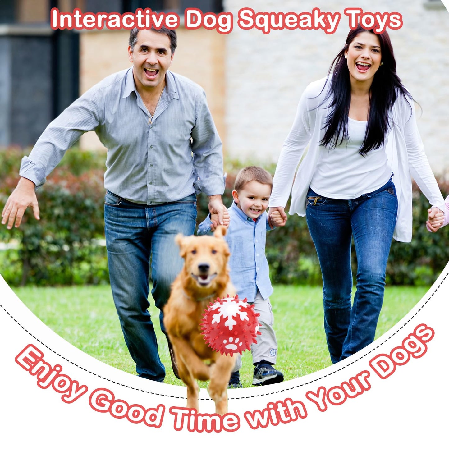 2 Pack Dog Toys - Bone & Ball Chew Toys, Teething Toys for Aggressive Chewers Durable Tough Chew Toys for Small/Medium/Large Breeds Snowflake Bone Pattern (Red, Ball+Bone)