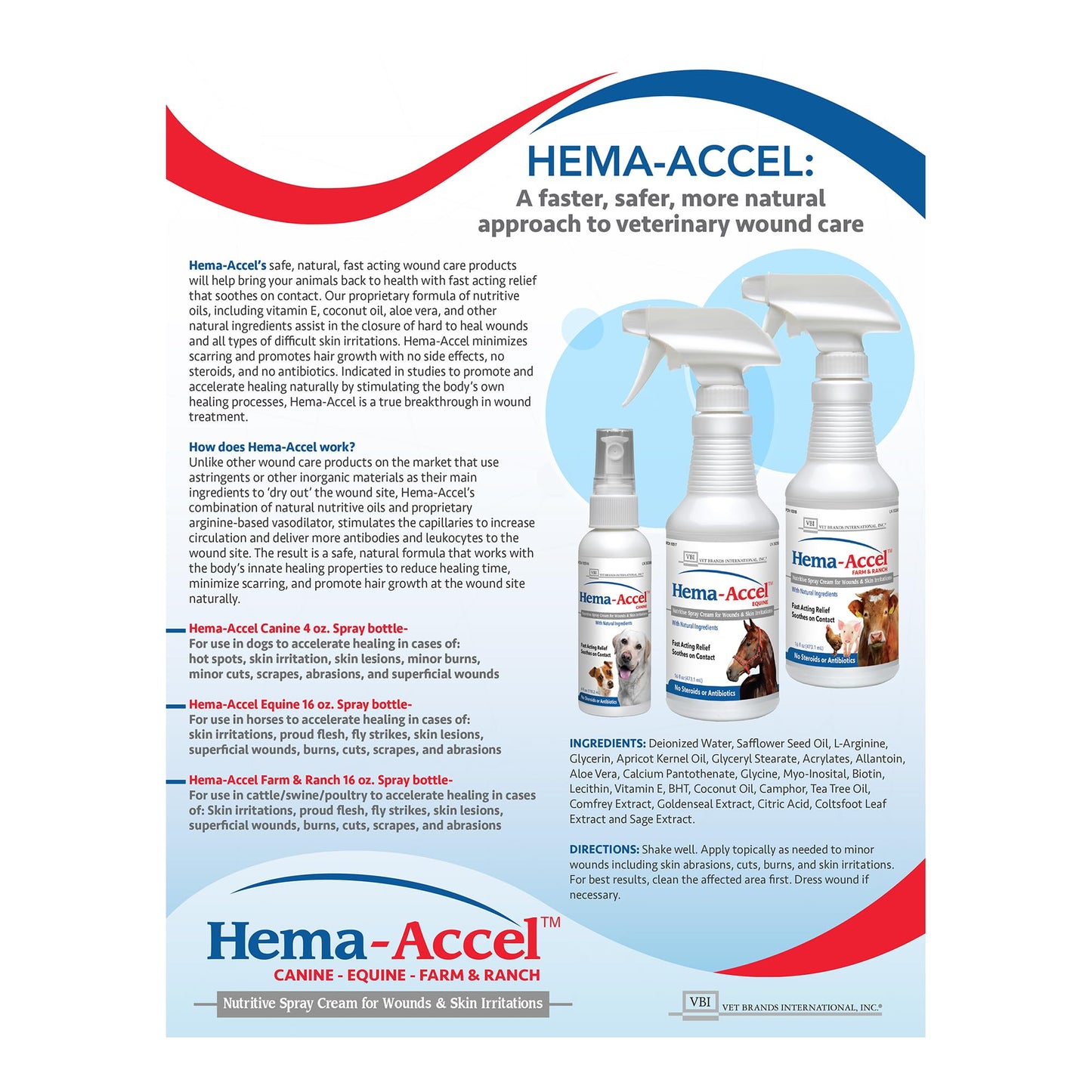 Hema-Accel Canine Wound Care Spray for Dogs, 4 oz – Natural Pet Skin Treatment for Hotspots, Cuts, Burns, Itch Relief, Itchy Skin, First Aid, Dog Wound Spray, Aloe Vera, Coconut Oil, Vitamin E