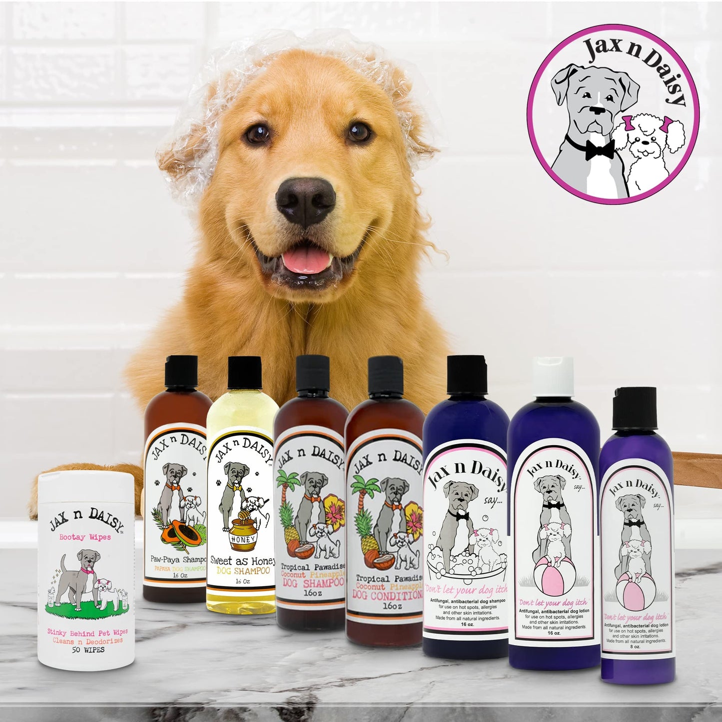Jax n Daisy Dog Shampoo - Gentle and Effective Allergy and Sensitive Skin Shampoo for Dogs - Eliminates Odors, Fleas, and Soothes Itchy Skin - Perfect for Puppies