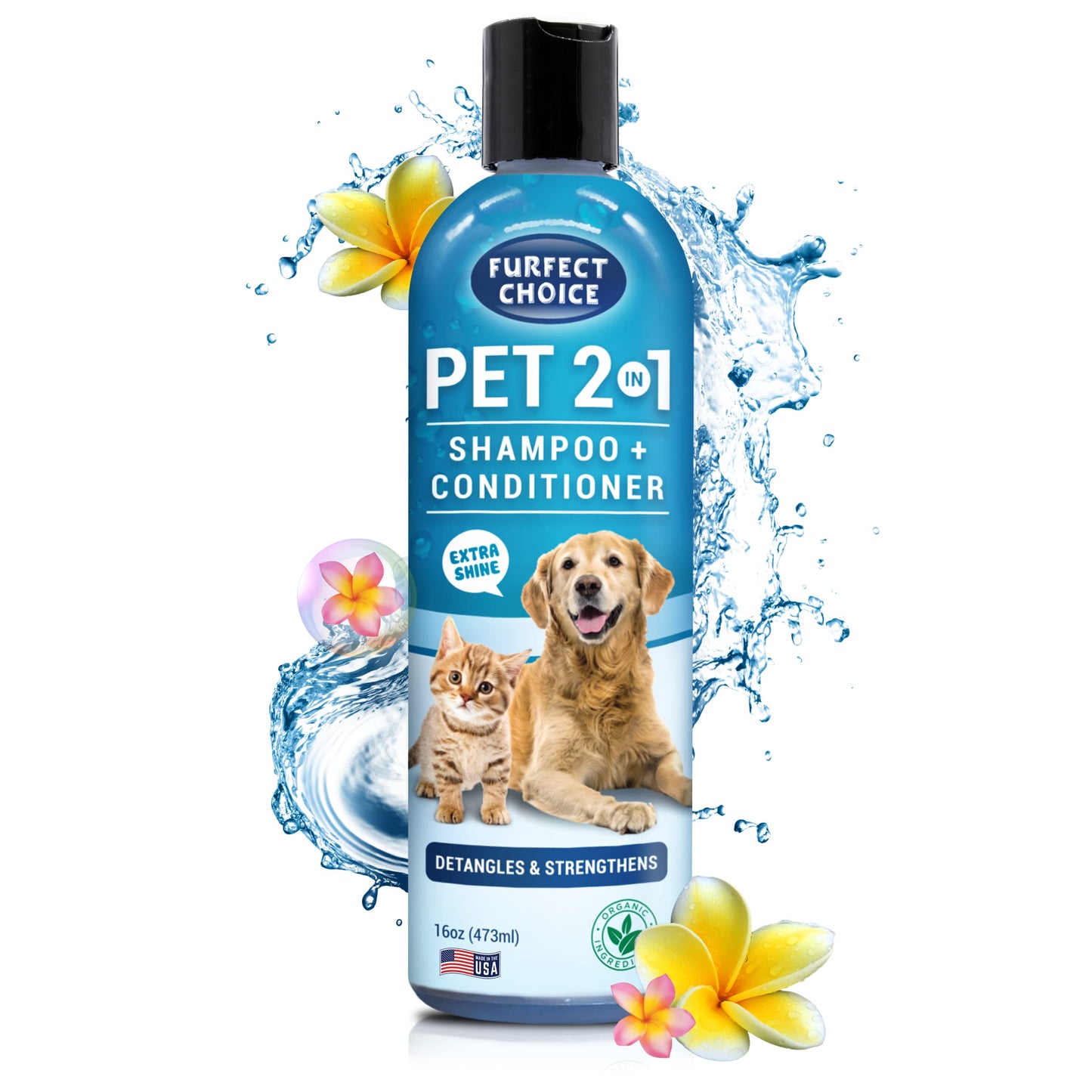 Furfect Choice 2 in 1 Dog Shampoo and Conditioner | Moisturizing Pet Shampoo for Dogs with Cleansing and Gentle Conditioner Formula | Dog Shampoo for Allergies and Itching | 16 oz