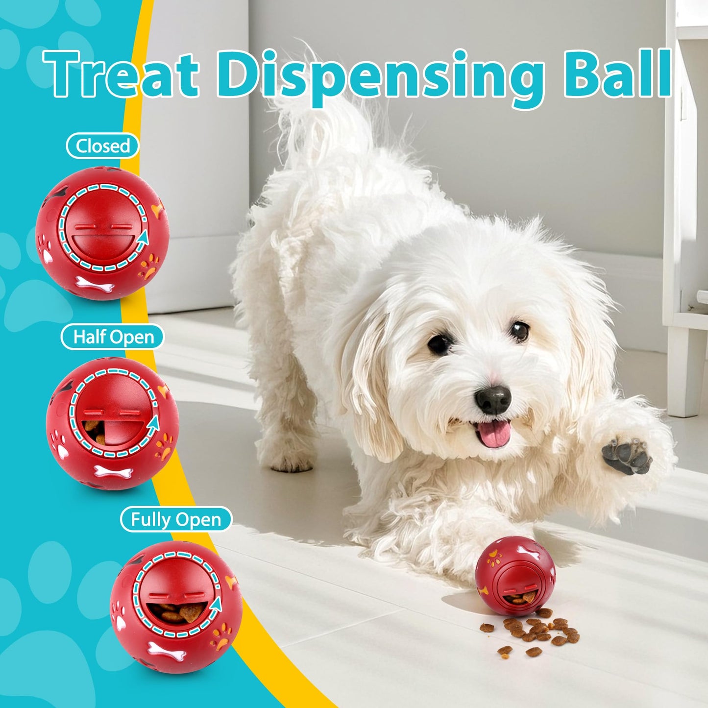 PrimePets Dog Puzzle Toy 4 Pack, Interactive Treat Dispensing Dog Toys, Slow Feeder Ball for Small Dogs and Puppies, Enrichement Toy Balls for Teething, Fetching and Playing
