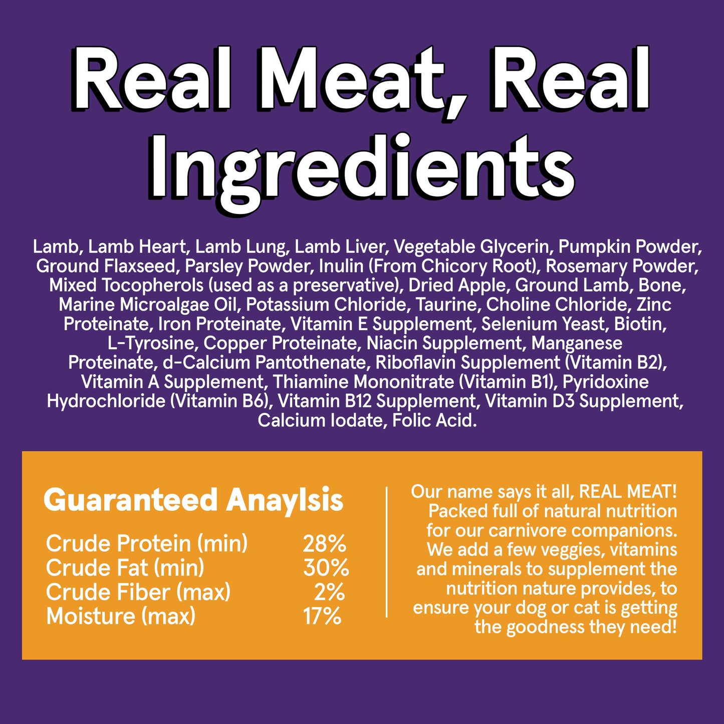 TRMC Real Meat Air Dried Dog Food w/Real Lamb - 2lb Bag of USA-Crafted Grain-Free Real Meat Dog Food Sourced from Hormone-Free, Free-Range, Grass-Fed Lamb - Digestible, All Natural, High Protein Lamb