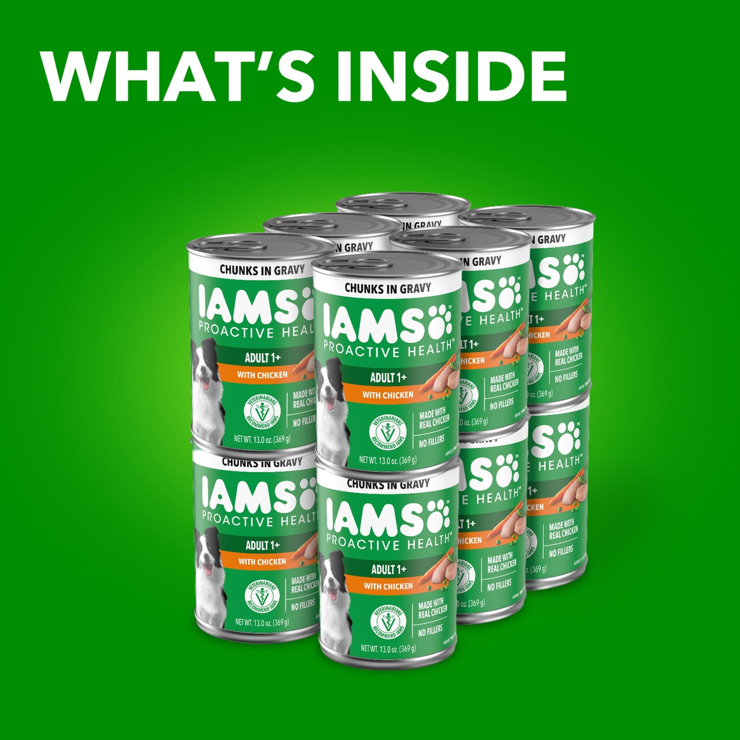 IAMS Proactive Health Adult Wet Dog Food Chunks in Gravy, Chicken Recipe, 13 oz. Cans (12 Count, Pack of 1)