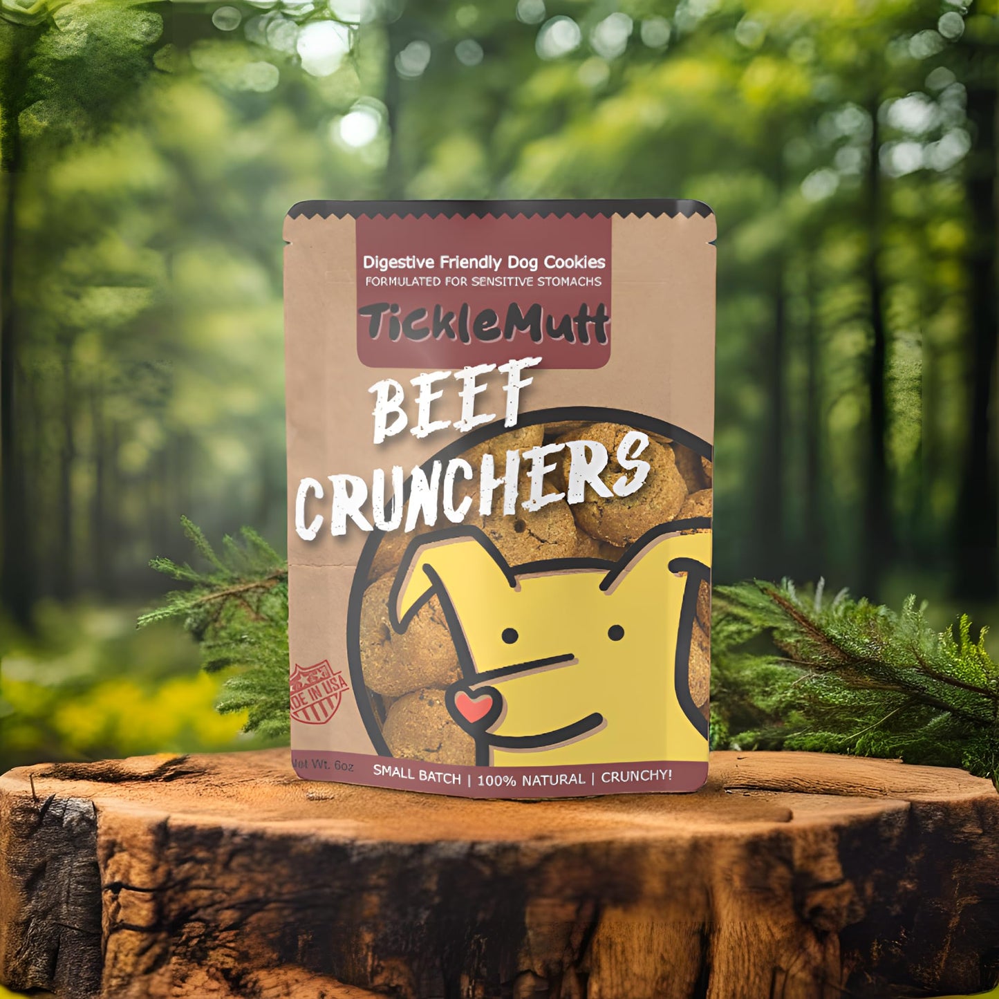 TickleMutt Beef Crunchers - Organic and Digestive-Friendly Dog Treats for Sensitive Stomachs and Picky Eaters