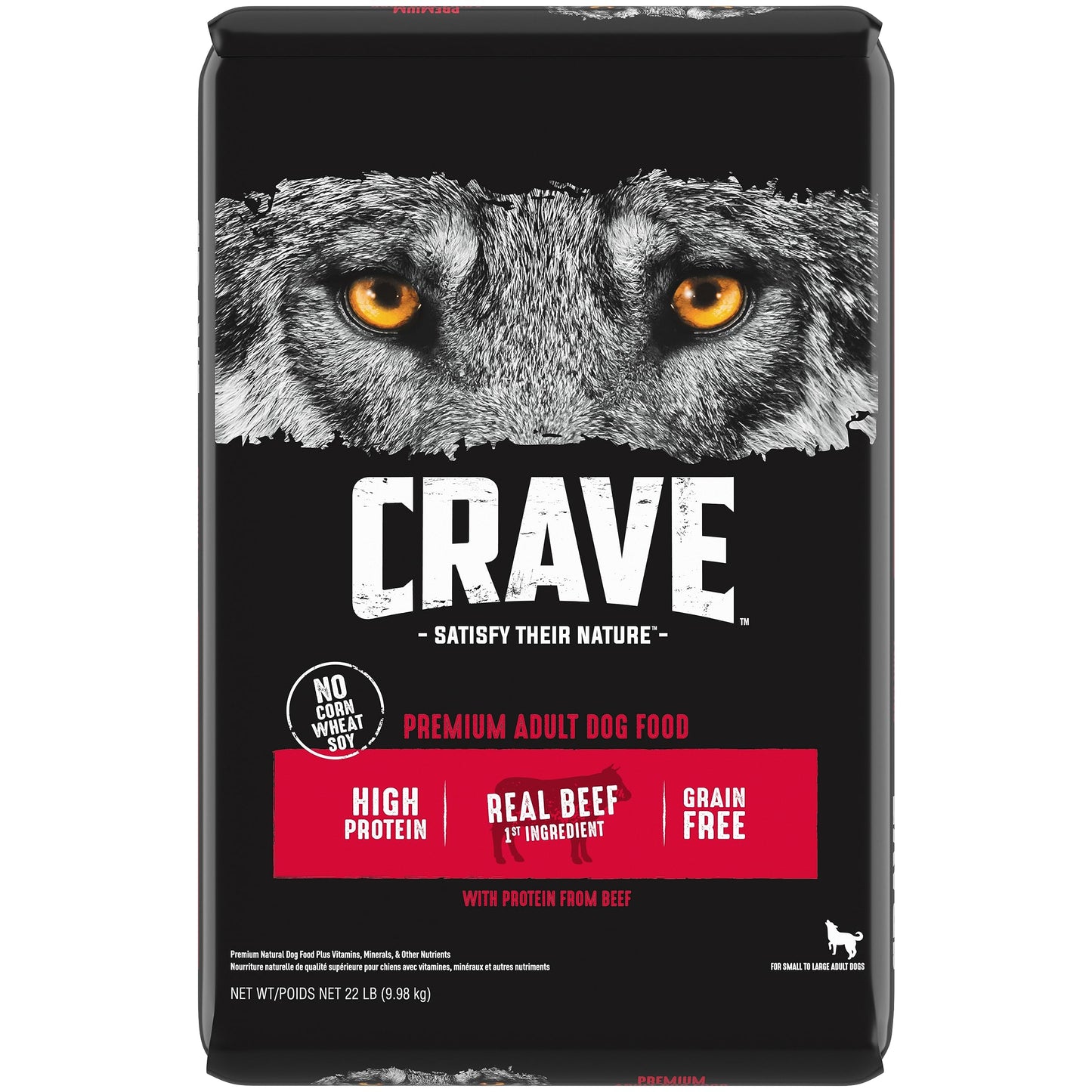 CRAVE Grain Free High Protein Adult Dry Dog Food, Beef, 22 lb. Bag