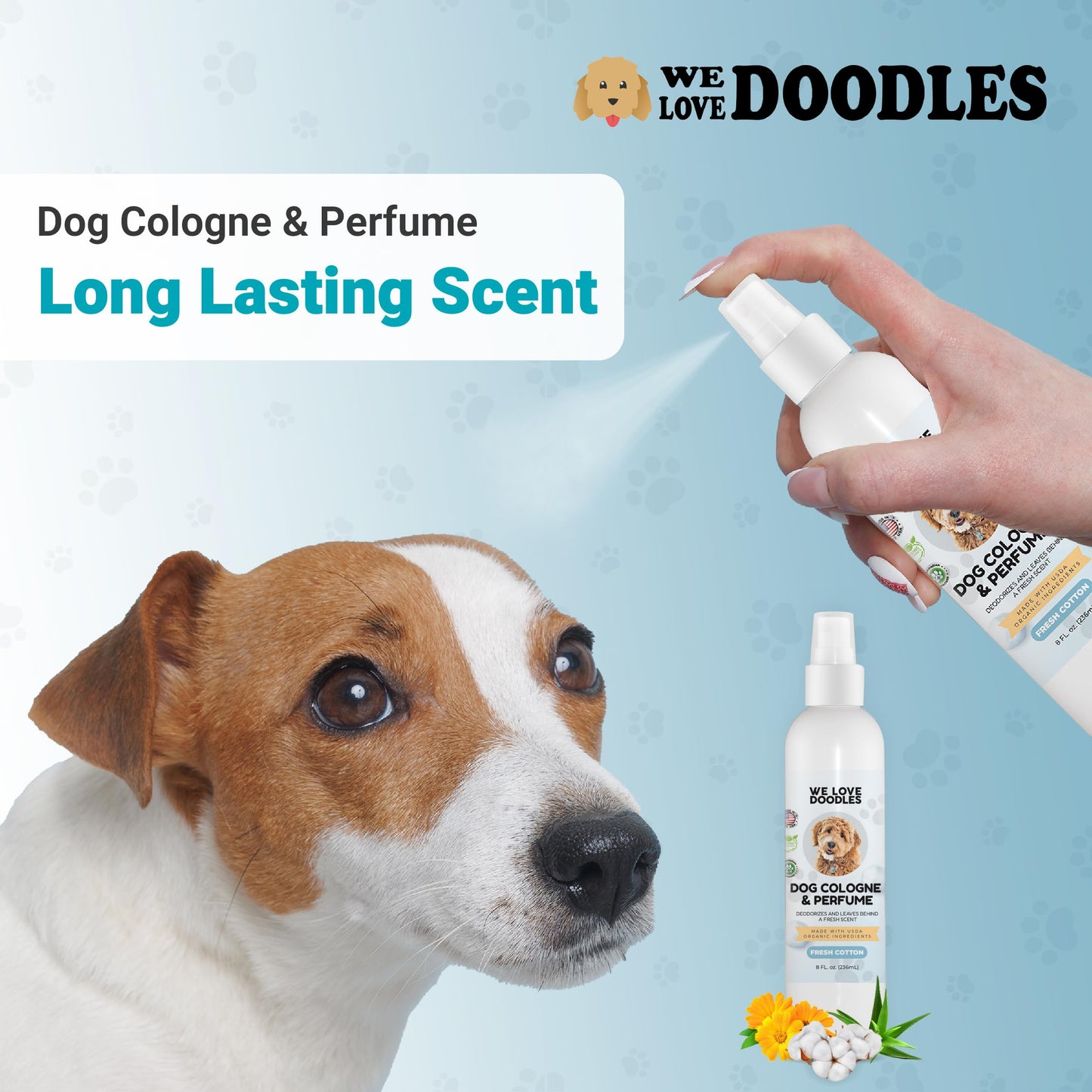 We Love Doodles Puppy Shampoo & Conditioner and Dog Cologne | Organic Ingredients | Sensitive & Itchy Skin Wash | Long Lasting After Bath | Puppies Odor Eliminator Spray | Made in USA