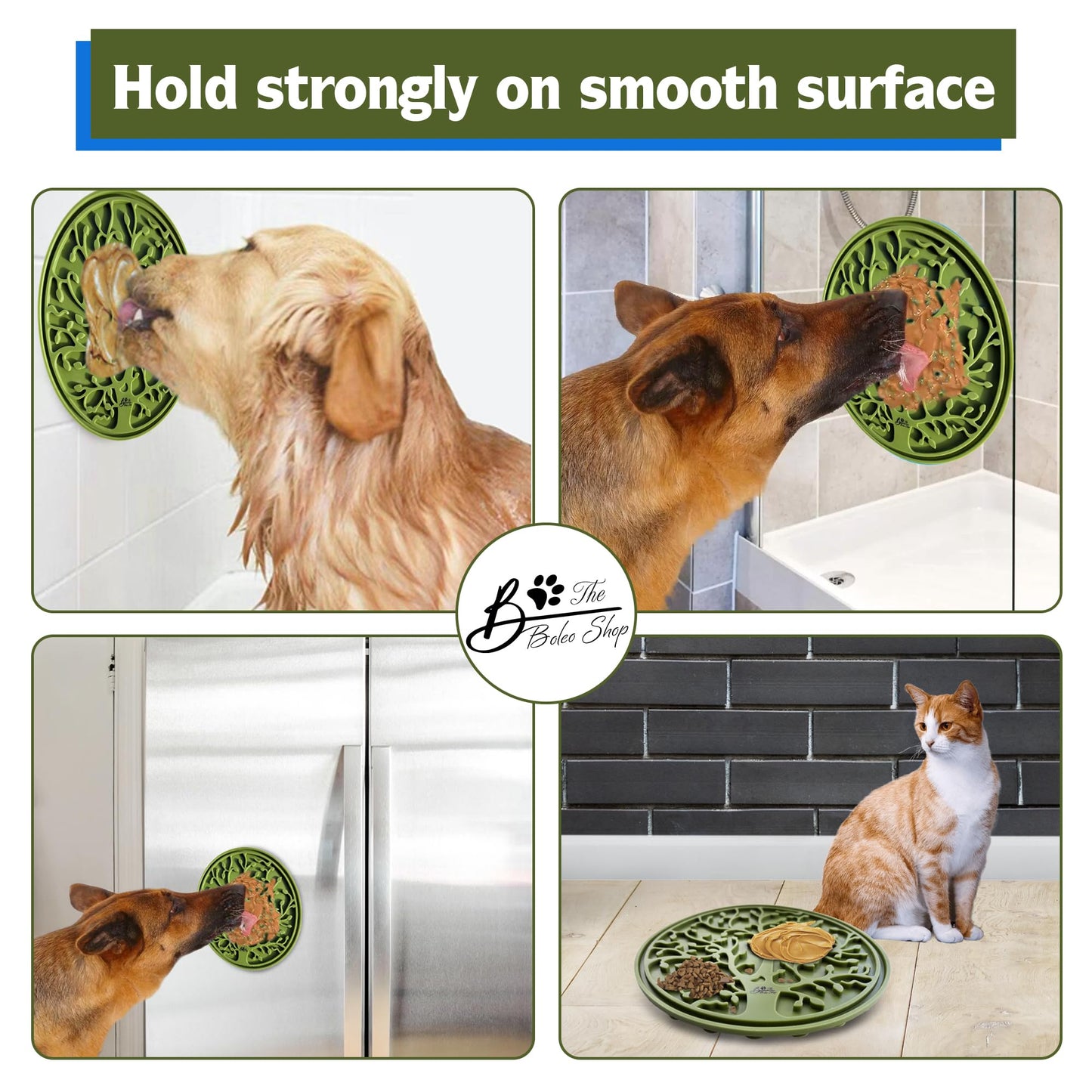 B The Boleo Shop Tree Design Lick Mat for Dogs and Cats, Slow Feeder, Anxiety Relief, Improve Grooming Session, Dog Toy to Keep Busy