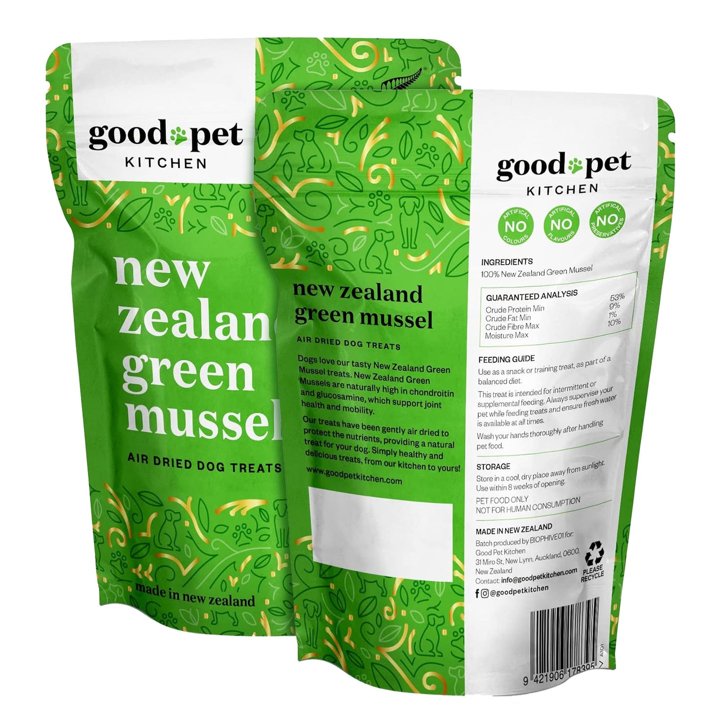 Good Pet Kitchen Pet Treats, Air-Dried, Natural, Single Ingredient Dog Treat, Grain Free, Sustainably Sourced Dog Treats, Toppers, Snacks, New Zealand Green Mussels 1.7 oz