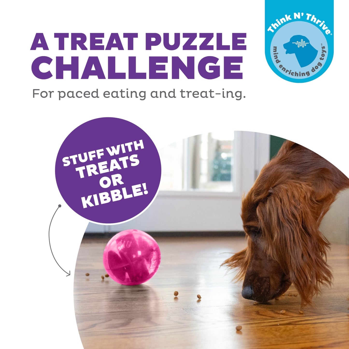 Outward Hound Orbee-Tuff Mazee Interactive Dog Puzzle Toy, Treat Dispensing Slow Feeder Ball, Pink, 4.7-Inch