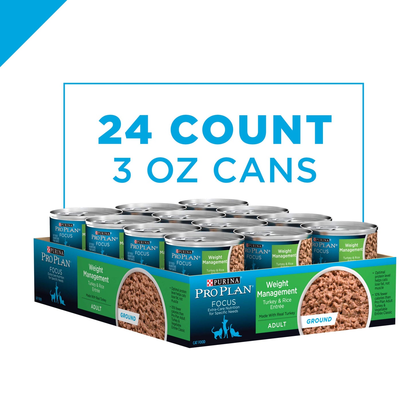 Purina Pro Plan Weight Control Pate Wet Cat Food, SPECIALIZED Weight Management Turkey & Rice Entree - (Pack of 24) 3 oz. Pull-Top Cans