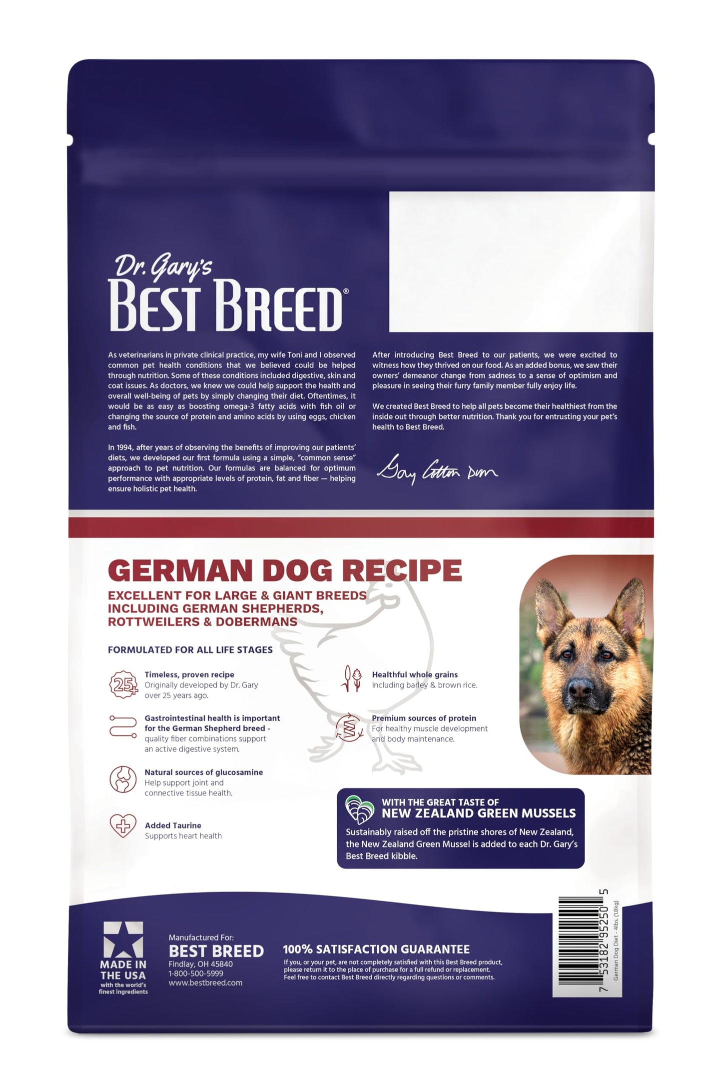Best Breed German Dog Diet Made in USA [Natural Dry Dog Food]- 4lbs