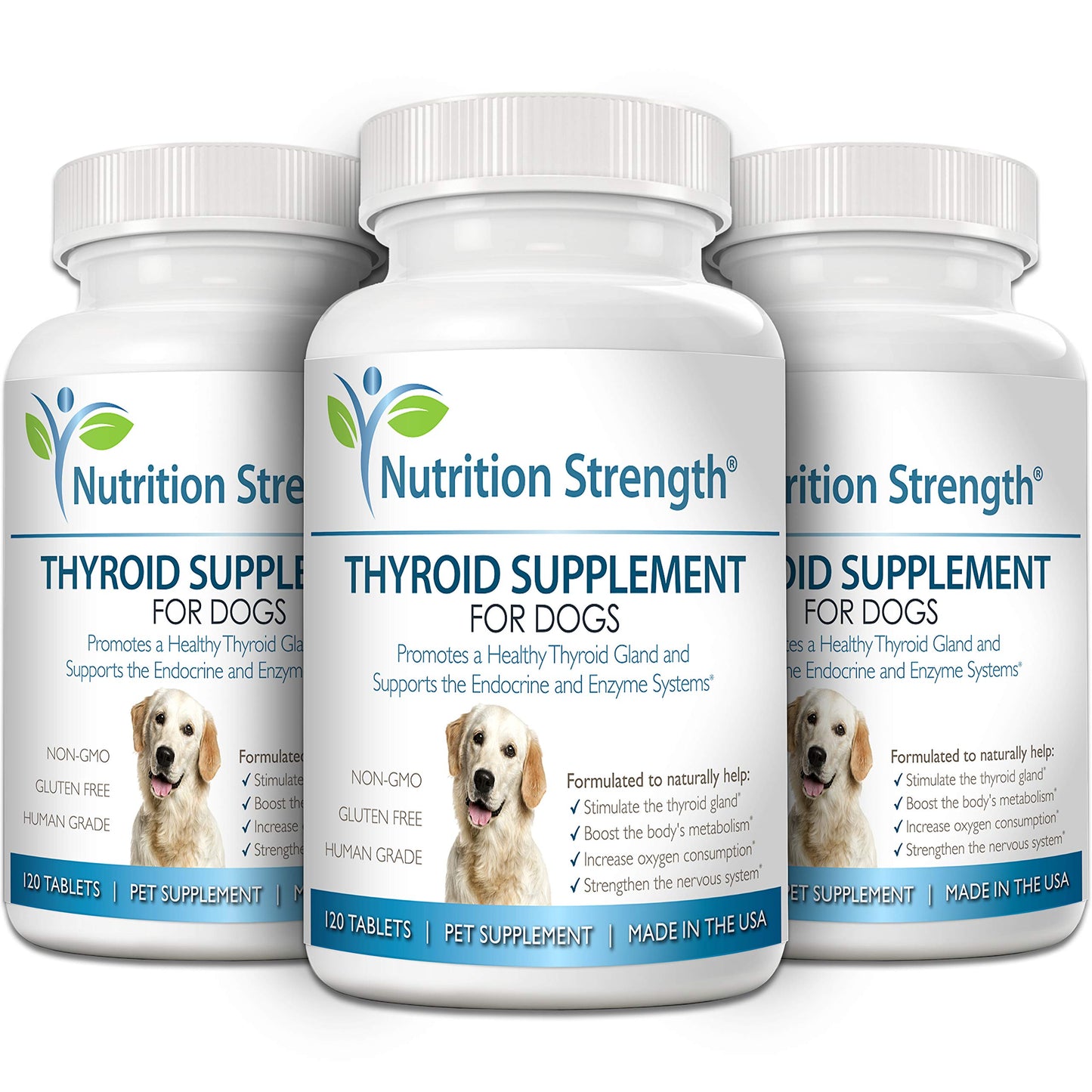 Nutrition Strength Thyroid Supplement for Dogs, Support for Hypothyroidism in Dogs with Organic Bladderwrack, Promotes Normal Function of Endocrine and Enzyme Systems, 120 Chewable Tablets