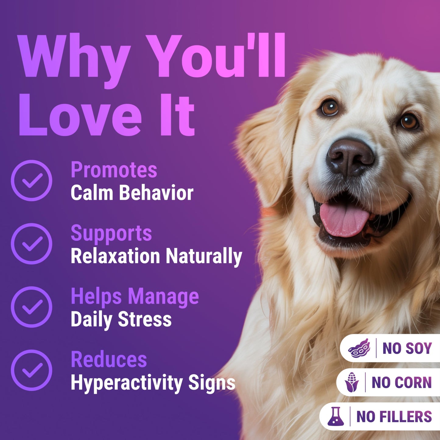 WuffWell Calming Chews for Dogs Relaxation & Hyperactivity – Chamomile, Passion Flower, Valerian Root & Tryptophan Infused Calming Bites for Dog Anxiety Relief – Made in USA – 140 Count