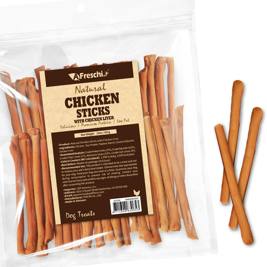 AFreschi Natural Chicken Sticks with Chicken Liver 24 oz, All Natural, Grain-Free, High-Protein, Healthy & Easily Digestible, Soft Texture