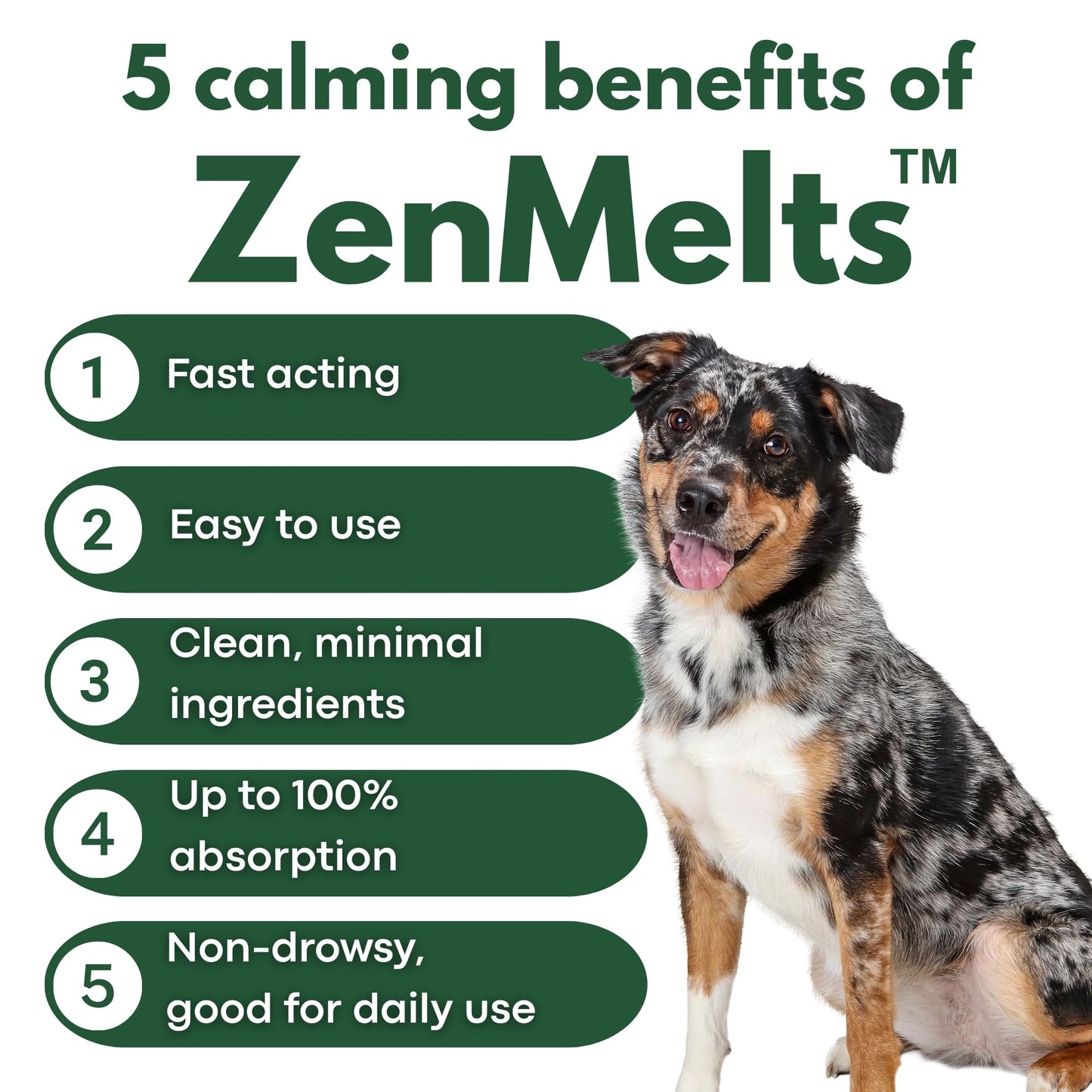 Calming Strips for Dogs 4-in-1 – 30 Behavioral Support Melts with Chamomile, L-Theanine, Tryptophan & Melatonin for Dogs – Supports Calm During Fireworks & Separation – Non Drowsy Pet Zen Formula