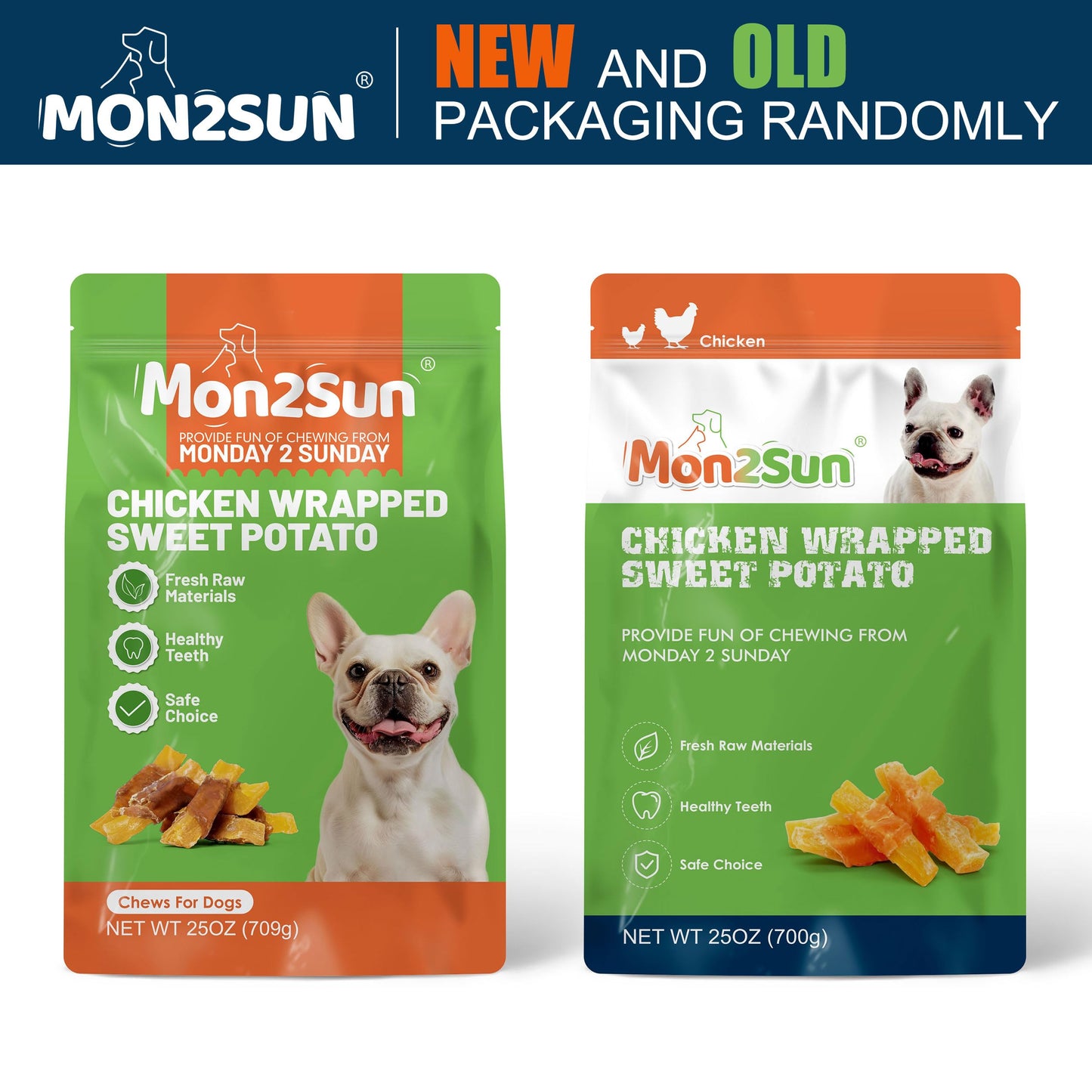 MON2SUN Dog Treats Rawhide Free Chicken Wrapped Sweet Potato Snacks, Gluten & Grain Free, Treats for Puppy and Small Dogs, (Chicken, 1.56 Pound-Pack of 1)