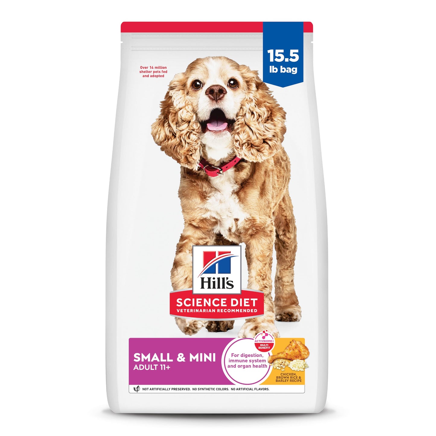 Hill's Science Diet Small & Mini, Senior Adult 11+, Small & Mini Breeds Senior Premium Nutrition, Dry Dog Food, Chicken, Brown Rice & Barley, 15.5 lb Bag