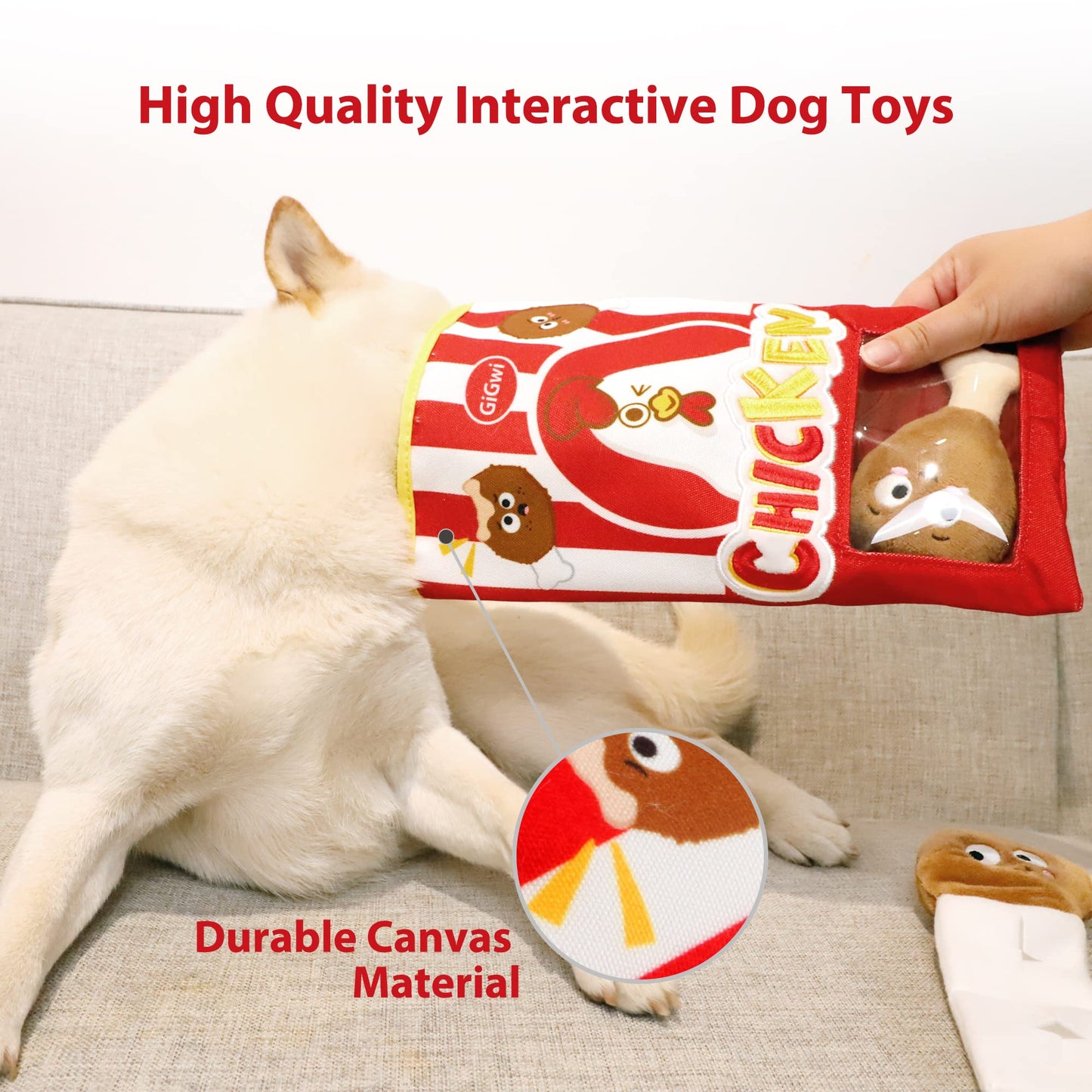 Gigwi Interactive Dog Puzzle Toys, Enrichment Snuffle Dog Toys for Boredom and Stimulating, 4 Packs Crinkle Dog Squeaky Toy for Small, Medium and Large Dogs