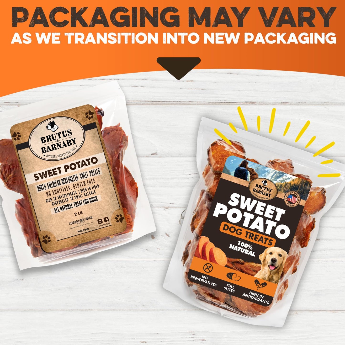 BRUTUS & BARNABY Sweet Potato Dog Treats – Support Sensitive Stomachs with USA-Grown, Hypoallergenic Treats That Smell as Good as They Taste