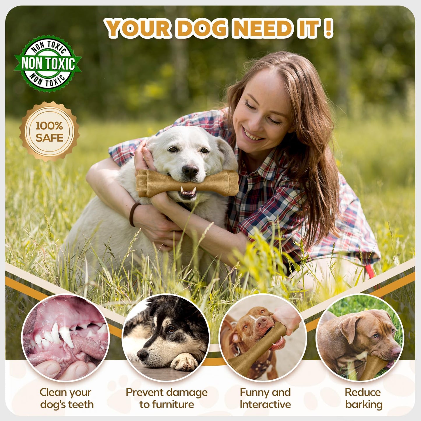 PUPTILY Dog Toys for Aggressive Chewers, Indestructible Bones for Aggressive Chewers, Tough Puppy Chew Toy for Heavy Duty Dogs, Big Dog Teething Toys with Durable Nylon for Large/Medium Breed Puppies