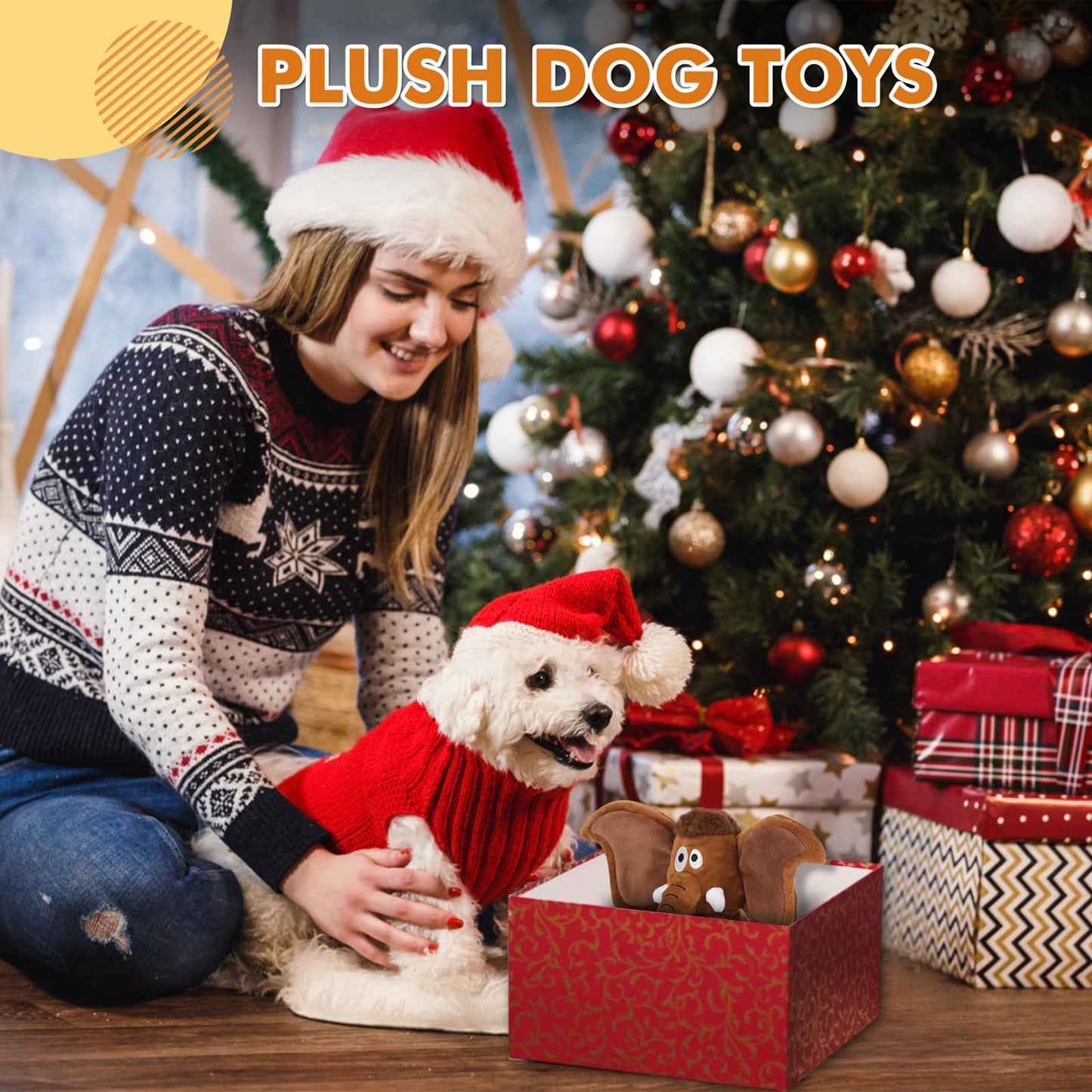 Letsmeet Interactive Plush Dog Squeaky Toys Fun Puppy Toy with Crinkle Paper for Interactive Chew and Play Beat Boredom with This Dog Puzzle Toy for Small Medium Large Dogs