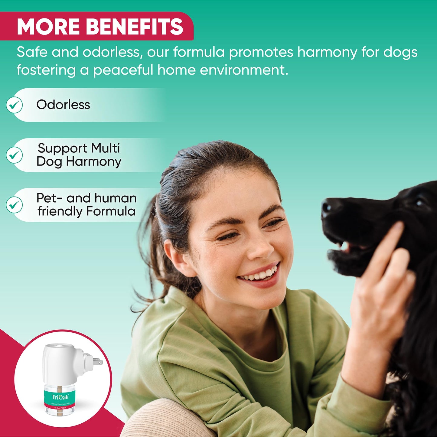 TriOak Pheromone Diffuser for Dogs: Advanced Dog Calming Diffuser - Calming Pheromones for Dogs - Dog Appeasing Pheromone - Dog Calming Diffuser for Dog Anxiety Relief, 2 Pack (Mint Blue)