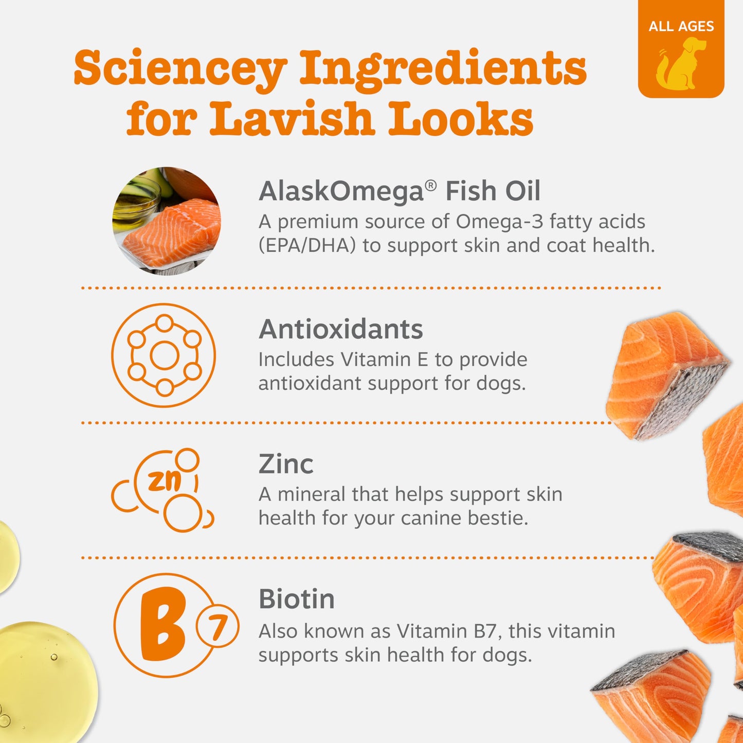 Zesty Paws Omega 3 Alaskan Fish Oil Chew Treats for Dogs - with AlaskOmega for EPA & DHA Fatty Acids - Hip & Joint Support + Skin & Coat Chicken Flavor (90 Soft Chews)