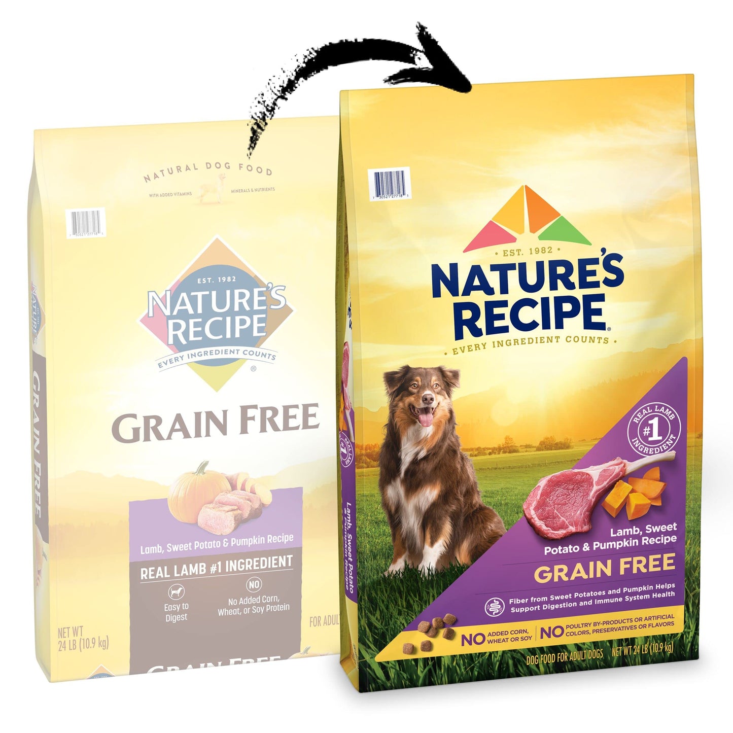 Nature’s Recipe Grain Free Lamb, Sweet Potato & Pumpkin Recipe Dry Dog Food, 24 lb. Bag