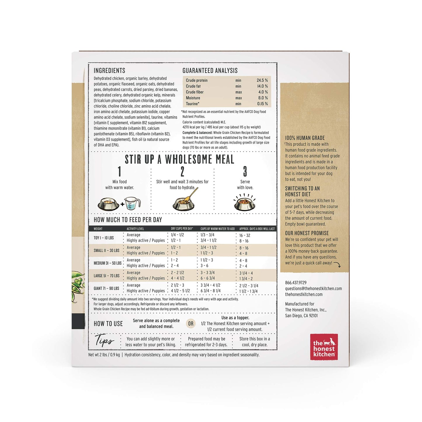 The Honest Kitchen Dehydrated Whole Grain Chicken Dog Food, 2 lb Box