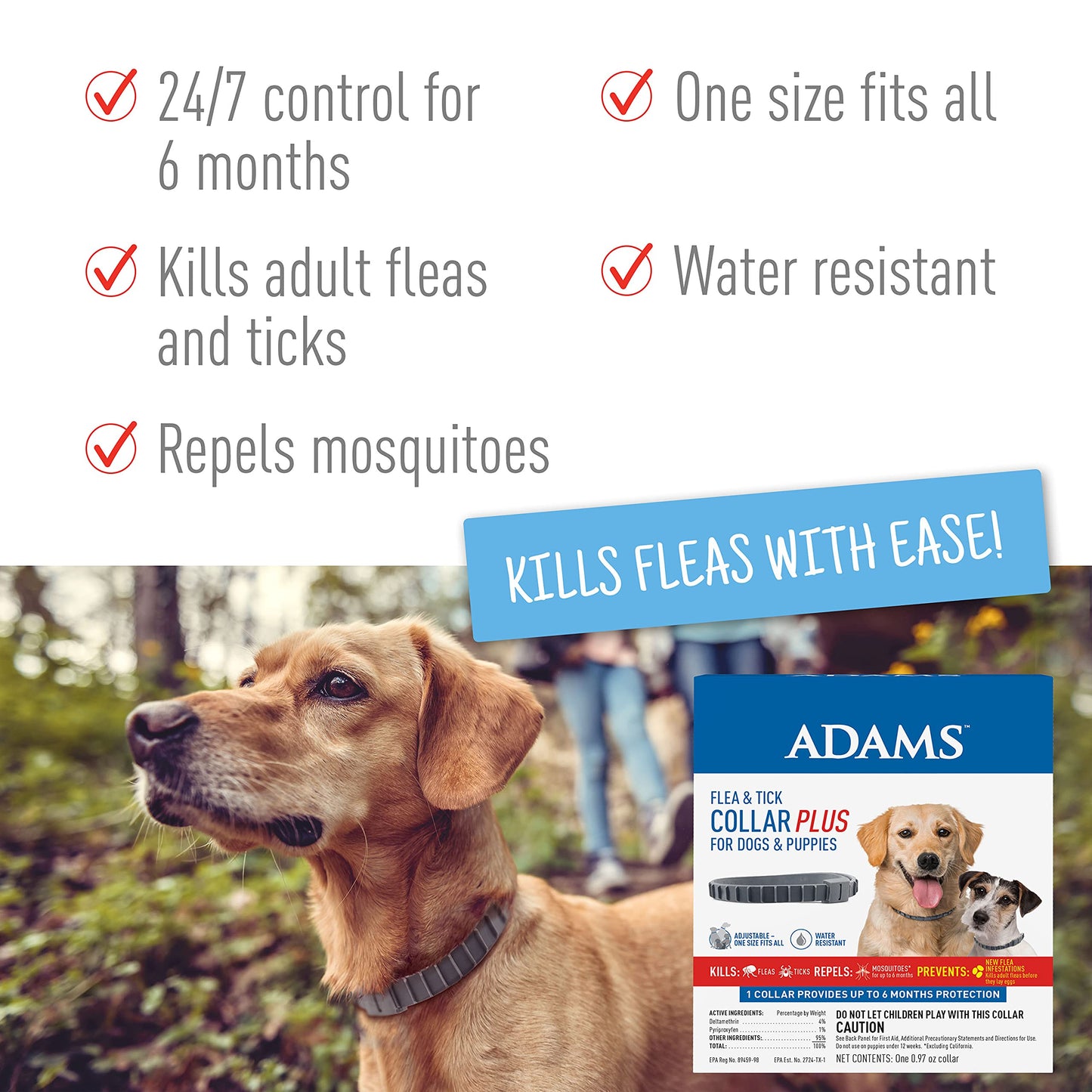 Adams Plus Flea Collar + Shampoo Bundle