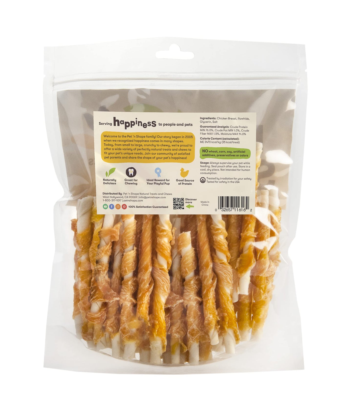 Pet 'n Shape Chik 'n Hide Twists – Chicken Wrapped Rawhide Natural Dog Treats, Small, 16 oz