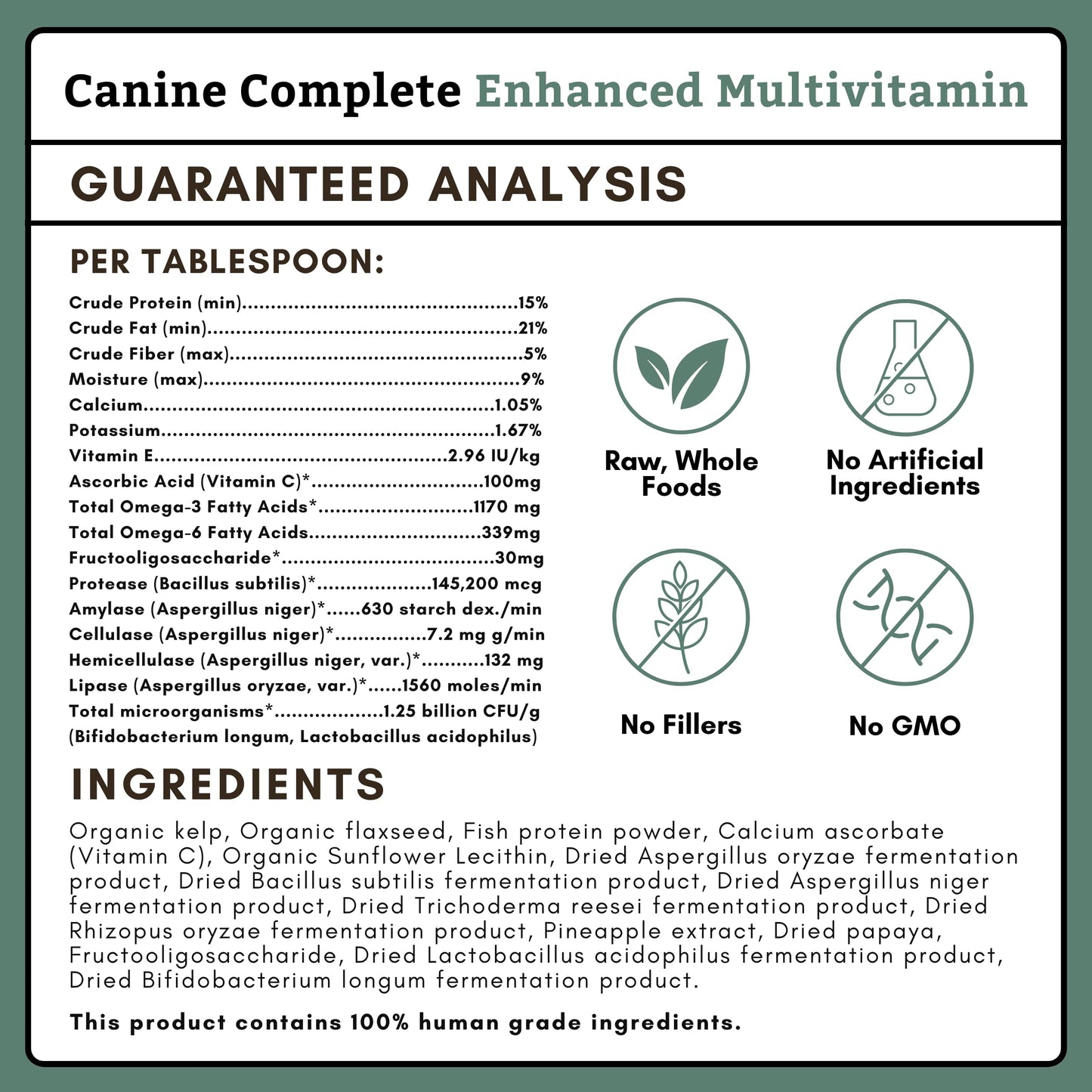 Wholistic Pet Organics Canine Complete - Dog Multivitamin Powder - 1 Lb - Daily Dog Vitamins and Supplements for Homemade Food - Immune System, Skin, Coat & Overall Health - Small and Large Breed
