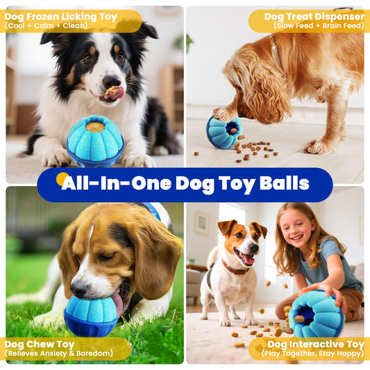 ABRRLO Frozen Dog Treat Toys to Keep Them Busy,Interactive Puzzle Treat Dispensing Dog Toys Ball,Frozen - Licking - Slow Feeder - Cognitive Dogs Enrichment Toy,Durable Small Medium Large Dogs Chew Toy