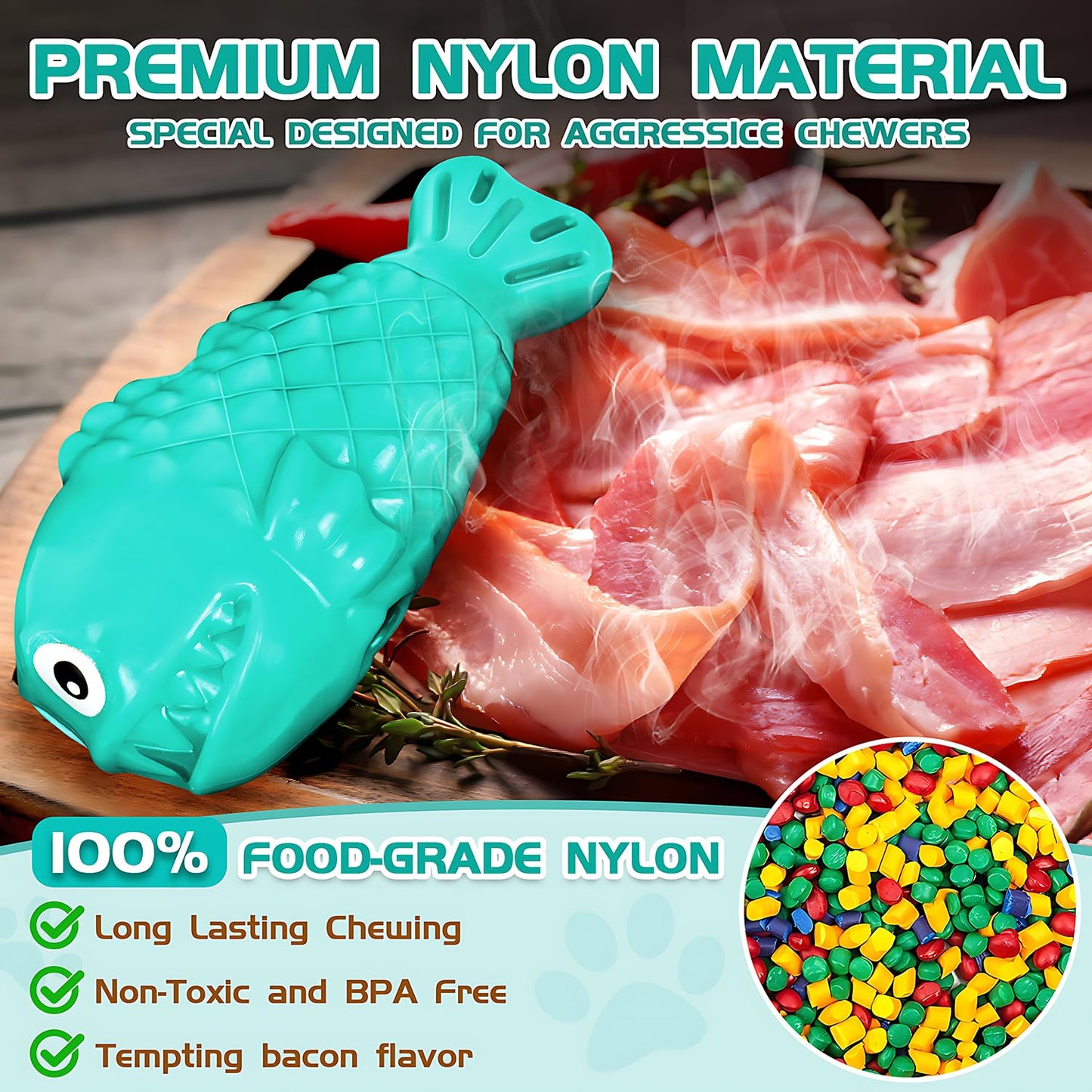 Durable Dog Toys to Keep Them Busy - Tough Treat Dispensing Chew Toy with Bacon Flavor & Squeaker for Aggressive Chewers, Interactive Mental Stimulation for Large Breeds (Green)