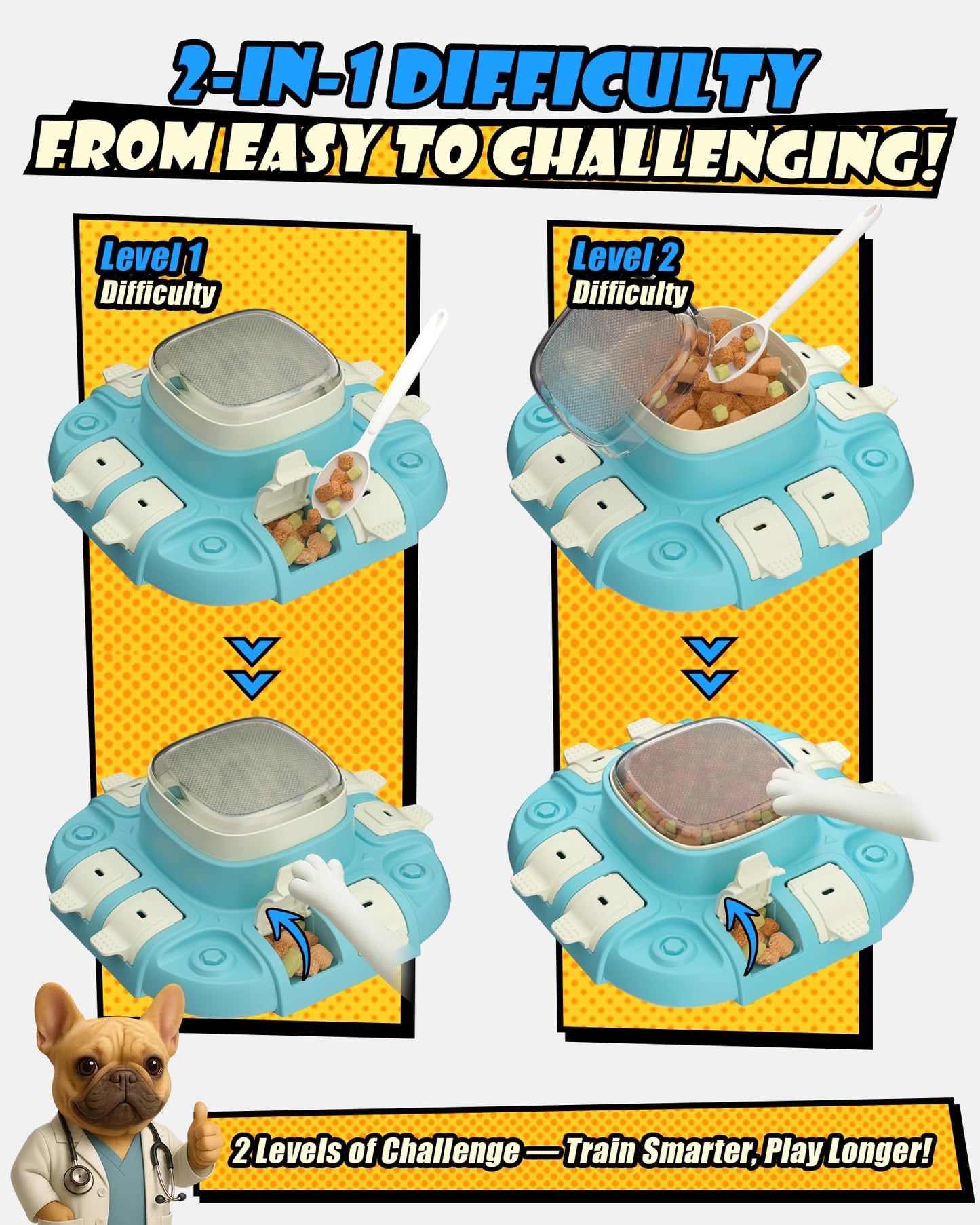 puppyspout Dog Puzzle Toy - Dog Puzzle Feeder for Healthy Eating, IQ Training, Brain Stimulation - 2 Difficulty Levels Enrichment Toy for Dogs to Keep Them Busy