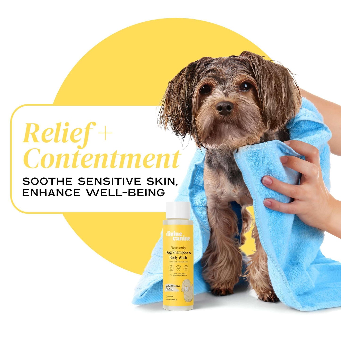 Dog Shampoo and Body Wash - 13.5 Fl Oz of Ultra Sensitive Dog Wash - Made with Aloe and Chamomile for a Healthy Skin and Coat - Made in The USA