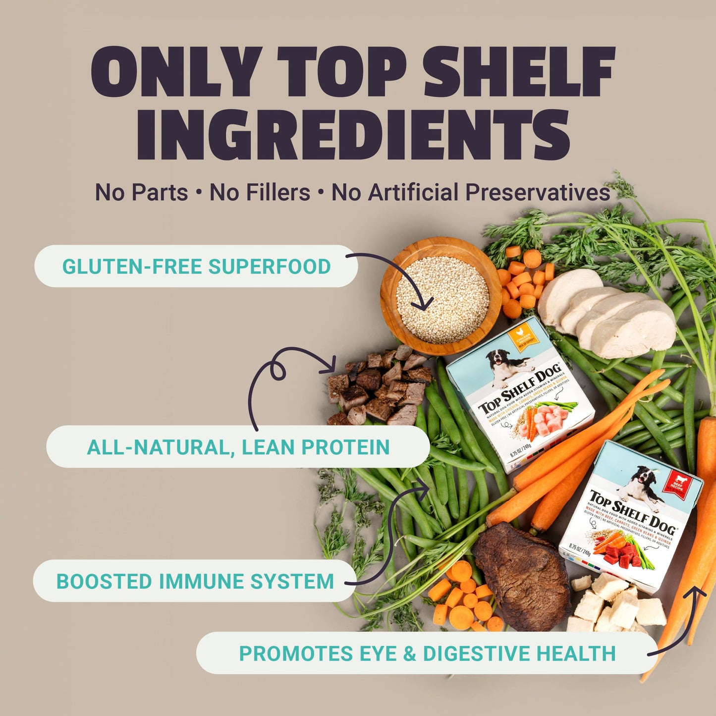 Fresh Dog Food, All Natural Complete Meal or Kibble Topper, Shelf Stable Premade Wet Recipe with Added Vitamins & Minerals for Picky Eaters Puppies Seniors (Beef, 6 x 8.75oz Cartons)