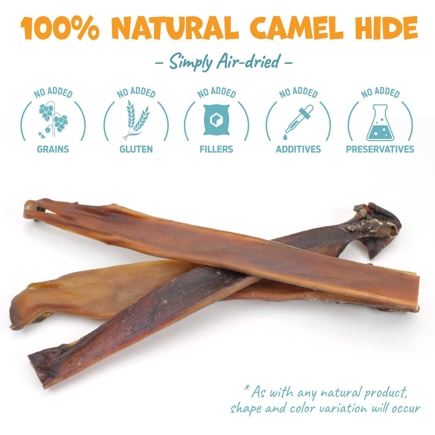 Pack Approved Camel Skin Dog Chews for Aggressive Chewers - Hypoallergenic Natural Collagen Sticks for Dental Health & Protein Boost - Long Lasting Treats for Large Dogs