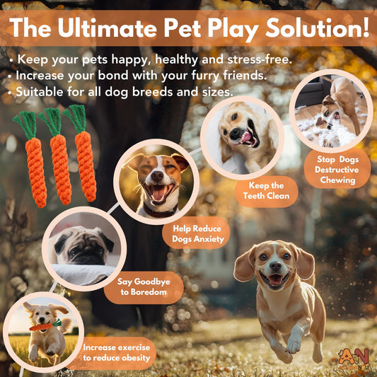 AutumnNest Dog Calming Diffuser Kit with 2 Plug-Ins & 4 Refills (48ml Each) + 3PCS Orange Woven Pet Chew Toys – Pheromone Stress Relief & Puppy Teething Bundle