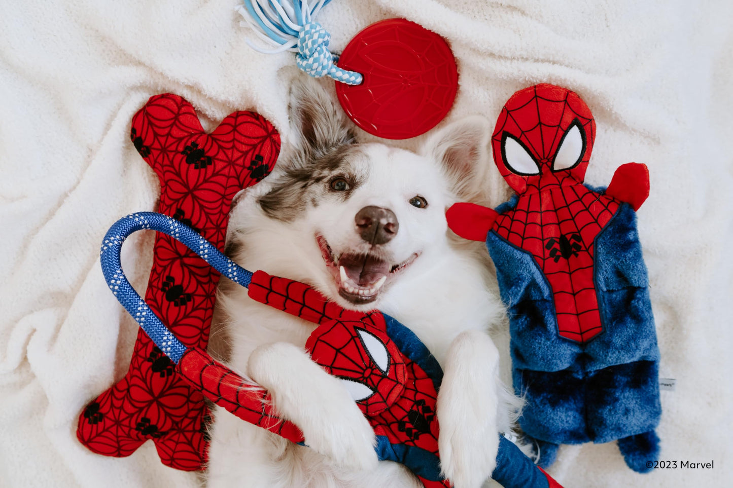 ZippyPaws Marvel RopeTugz - Durable Rope Tug of War Dog Toy, Squeaky Chew Toy for Small, Medium, & Large Breed Dogs & Puppies - Spider-Man