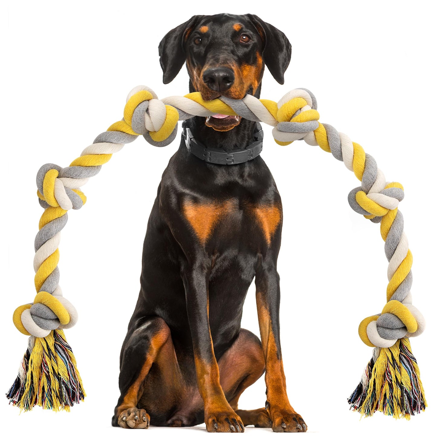 Norvy XXL 6-Knot Dog Rope Toy for Large Dogs Aggressive Chewers 40in Long Heavy Duty Rope Toy Almost Indestructible Dog Tug Toy Puppy Cotton